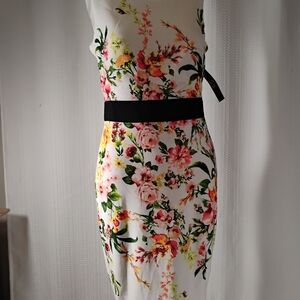 New York & Company White Floral Dress Size S